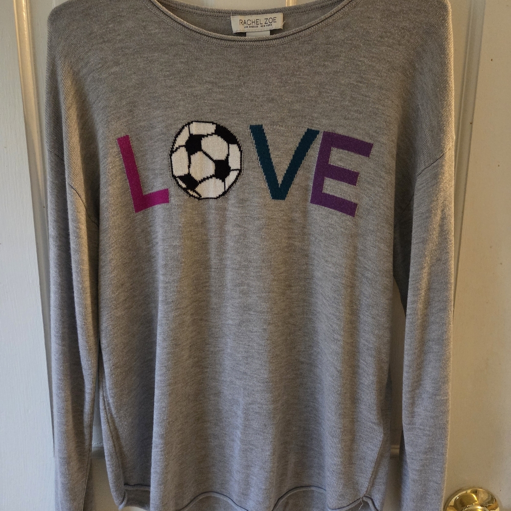 Rachel Zoe Gray 'LOVE' Soccer Graphic Sweater